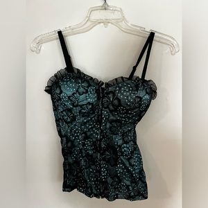BUNDLE: Mint  green and black lace floral corset and black corset